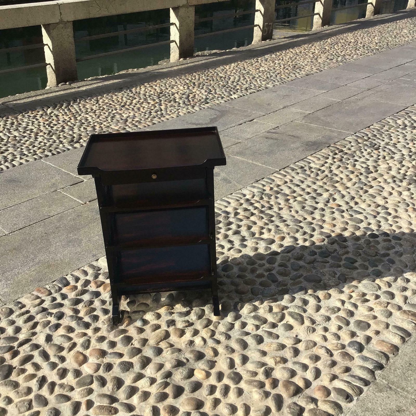 Bbpr Rare Wooden Coffee Table "Ramino" Brass 1950 Italy photo for sale