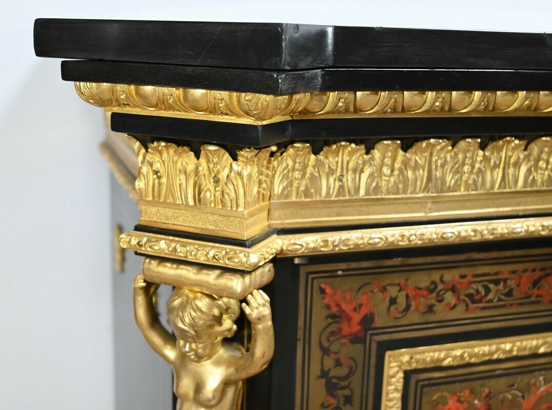 Blackened Pear Wood Support Unit, Boulle Spirit, Napoleon III Period – Mid 19th Century photo vinterior