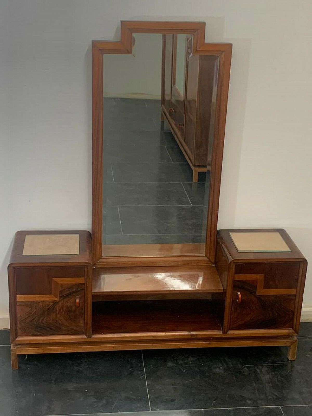 Walnut, Walnut Root And Maple Vanity Mirror, 1930s photo for sale