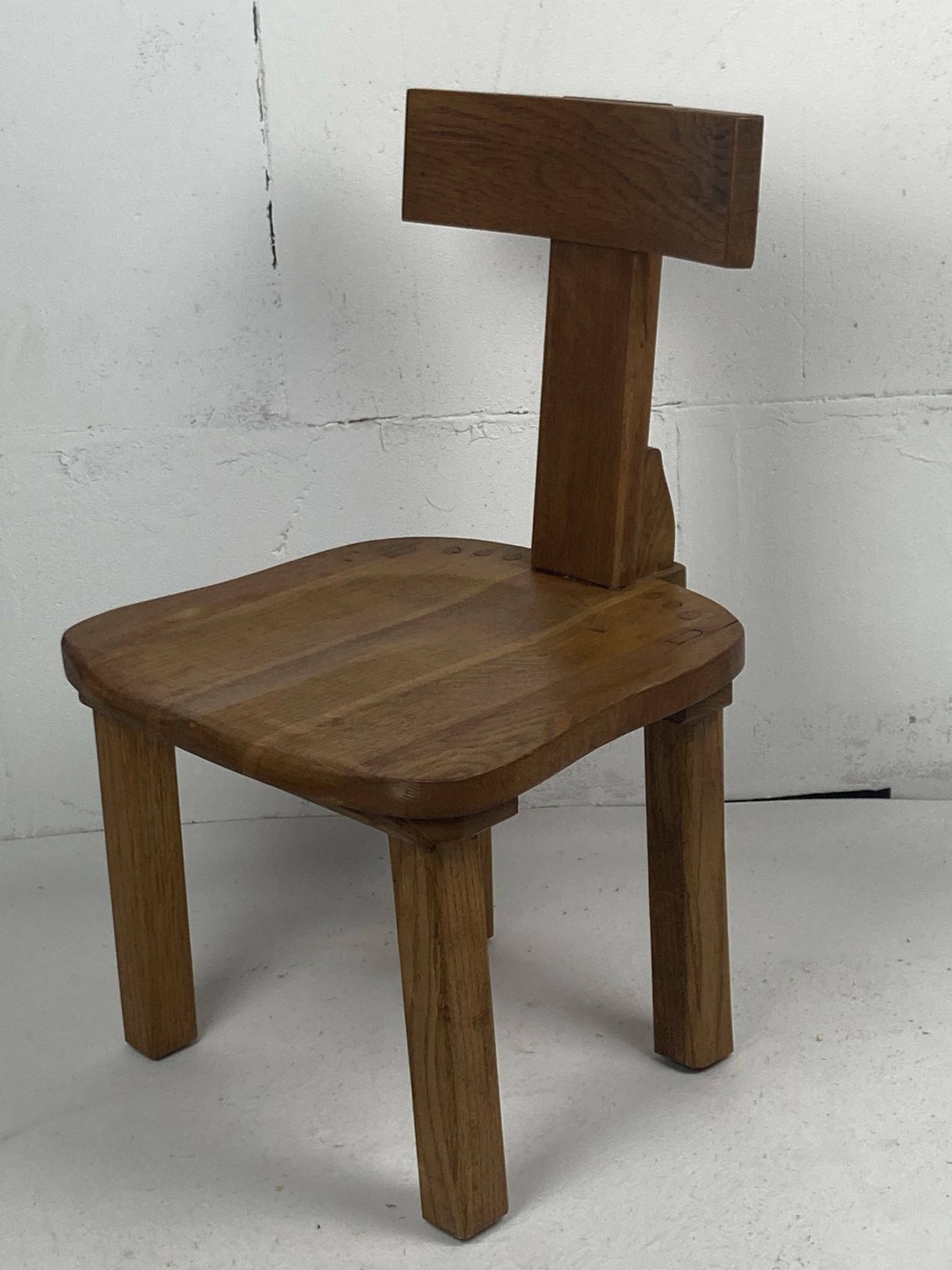 Brutalist Oak Low Chair Or Children's Chair, Dutch 1970s photo Furniture