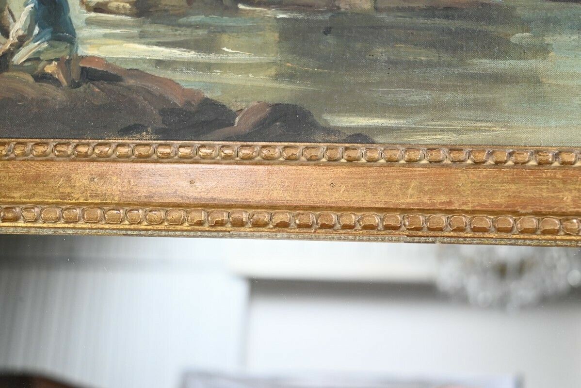 photo vintage Trumeau Mirror In Golden Wood, Louis XVI Style – Late 19th Century