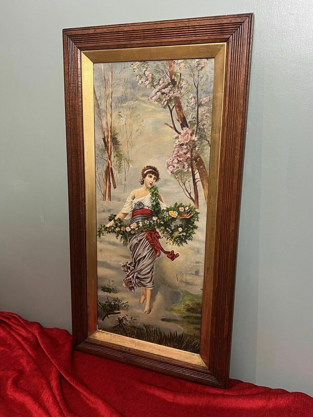 Austrian Viennese Winter Landscape With Enchanting Woman Holding Floral Garland photo 350.0