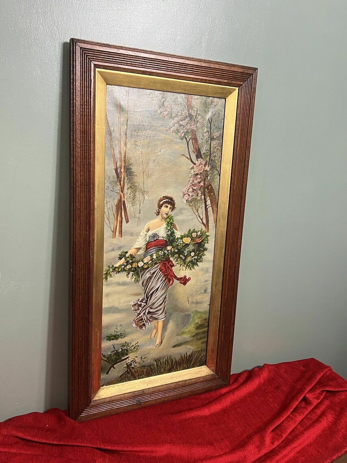 Austrian Viennese Winter Landscape With Enchanting Woman Holding Floral Garland photo vinterior