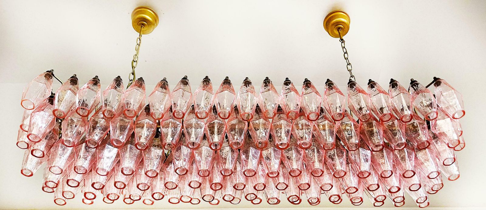photo furniture Gorgeous Murano Poliedri Chandelier   Carlo Scarpa Style   138 Pink Glasses