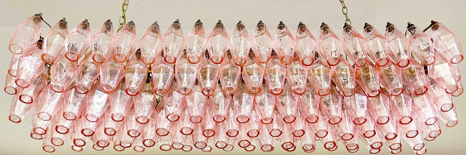 photo for sale Gorgeous Murano Poliedri Chandelier   Carlo Scarpa Style   138 Pink Glasses