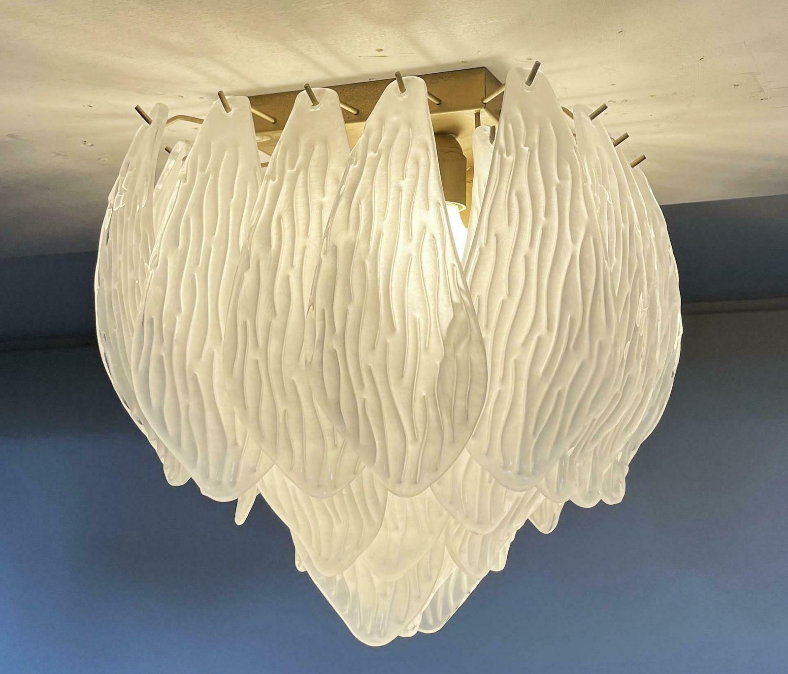 photo furniture Wonderful Murano Ceiling Lamp   Frosted Carved Glass Leaves Us$1,525.04per Item