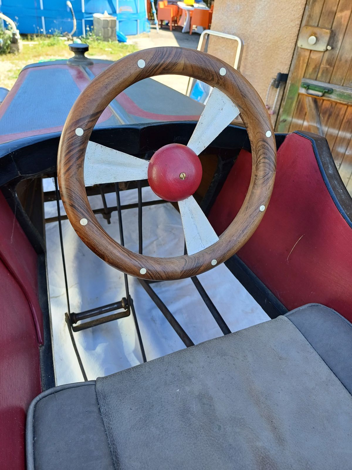 Old Toy Pedal Car Fiat 1930, 1930s photo vinterior