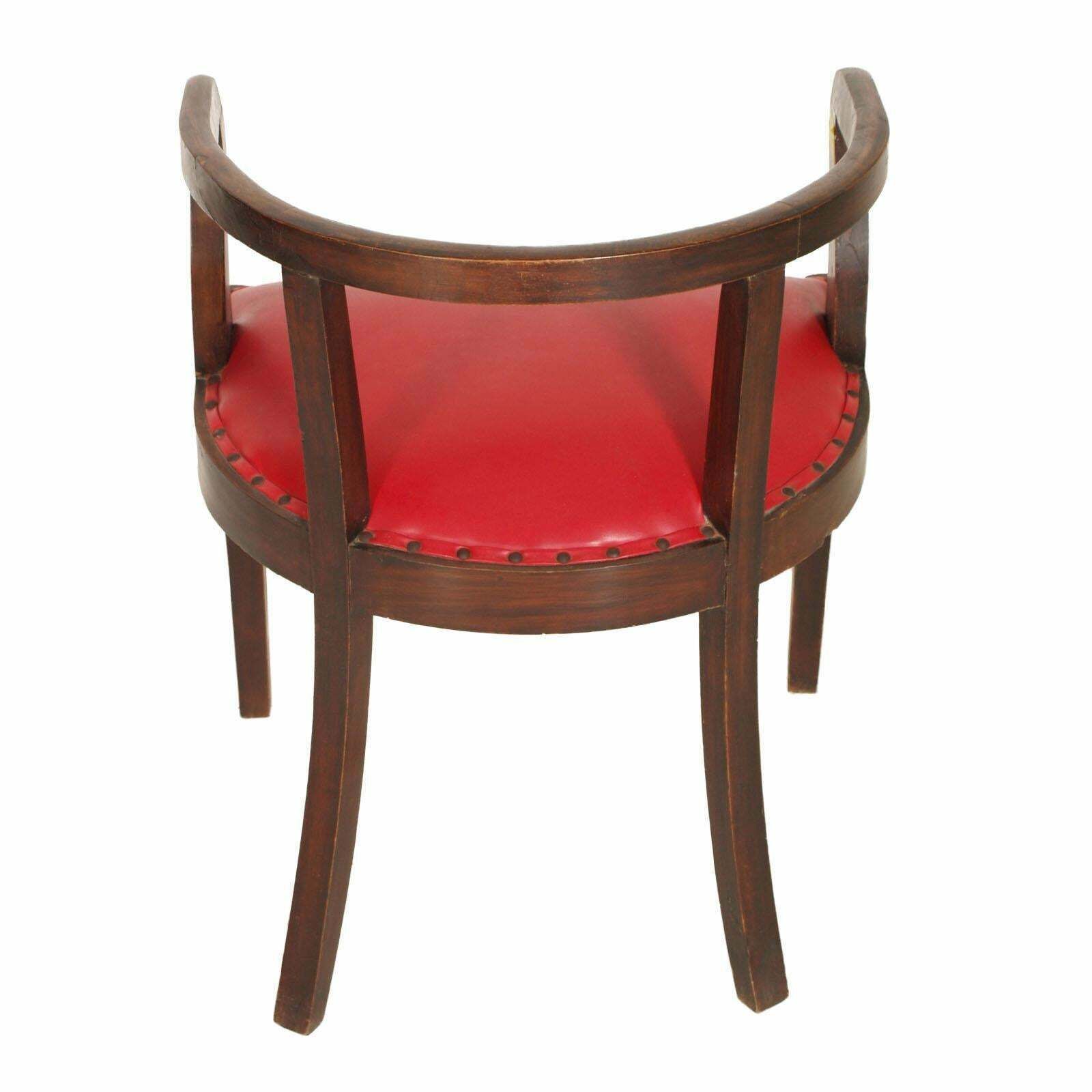 French 1920s Art Deco Armchair, Brown Walnut, Red Skin, Jules Leleu Atributed photo 3816.7200000000003