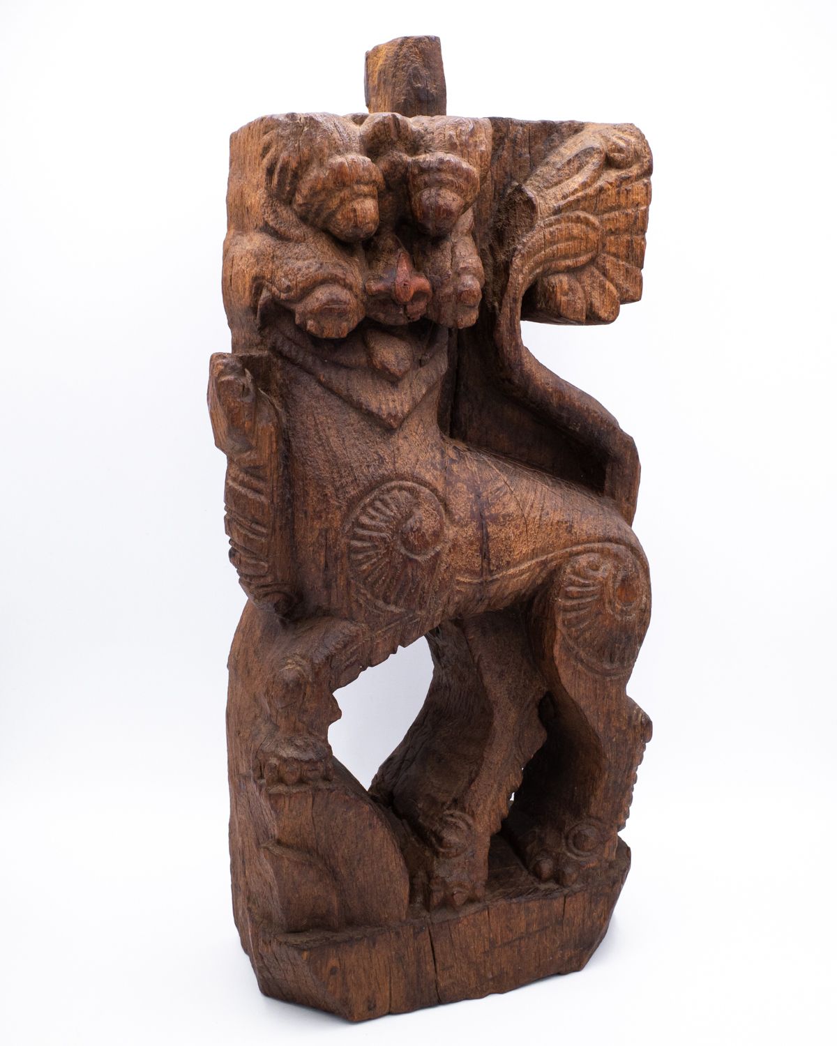 Large Antique Indian Wood Carving Of Hindu Mythical Lion Yali. South India, 18th – 19th Century photo for sale