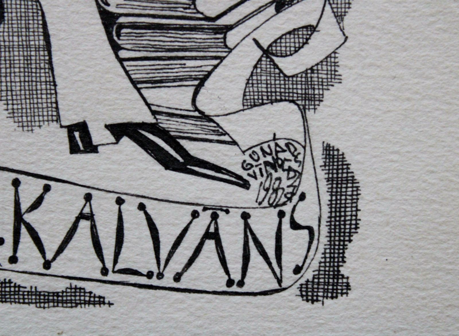 Gunars Vindedzis Ex Libris 1982, Paper, Ink, Gouache, 17.5х13 Cm 1982 photo furniture
