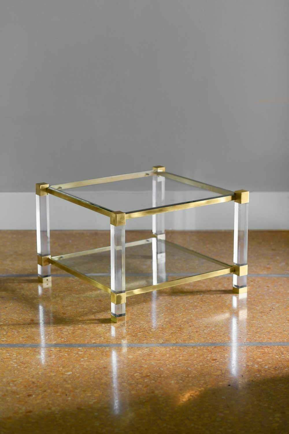 Pair Of Brass And Glass Coffee Tables 1970 photo furniture