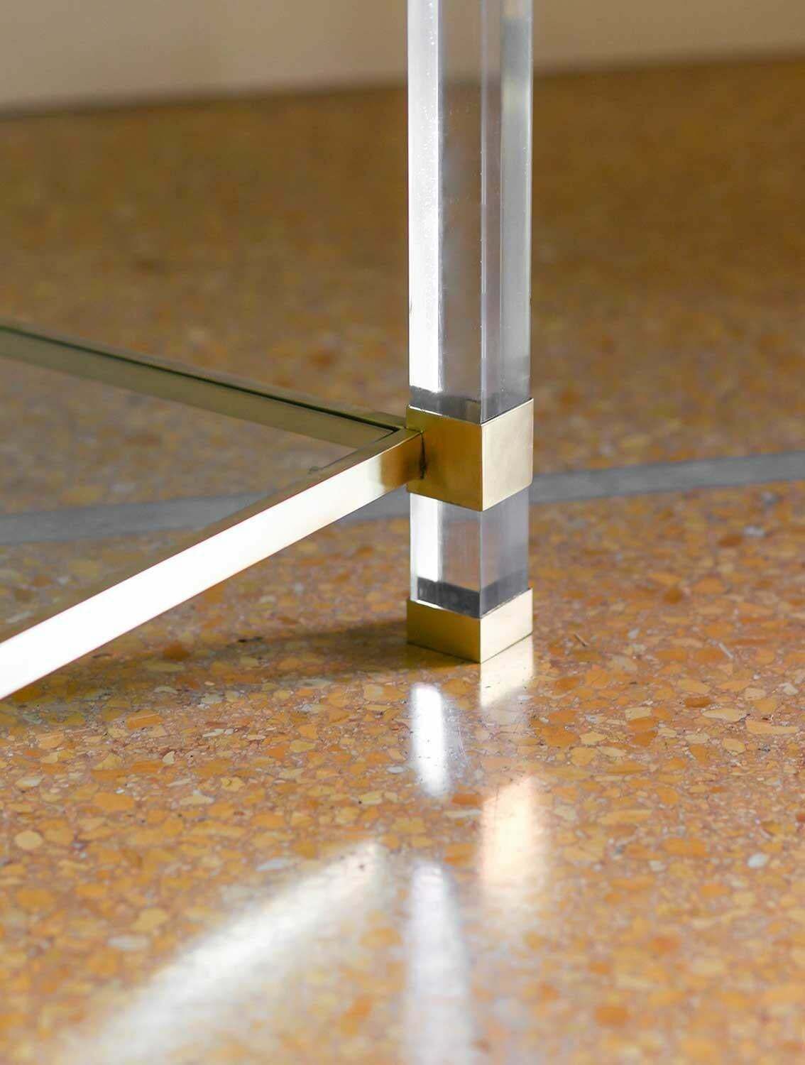 Pair Of Brass And Glass Coffee Tables 1970 photo for sale