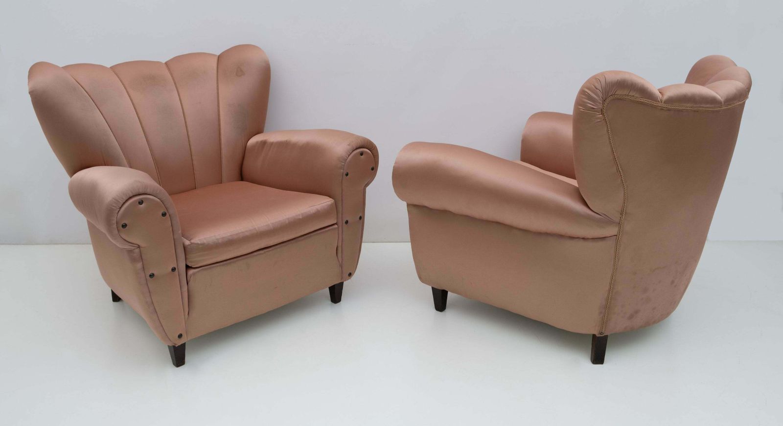 Pair Of Mid Century Modern Italian Satin Armchairs, 1950s photo furniture