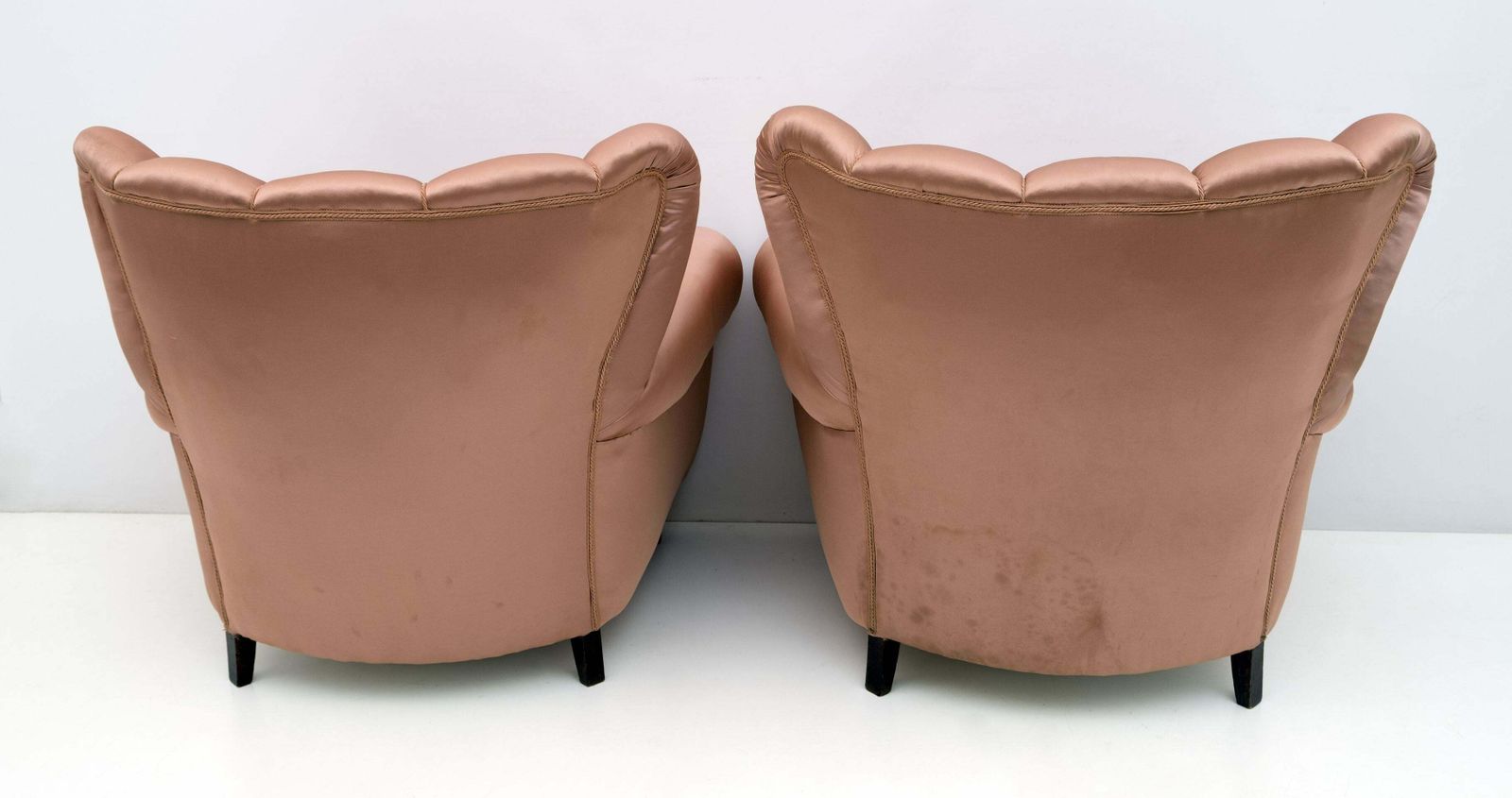 Pair Of Mid Century Modern Italian Satin Armchairs, 1950s photo buy