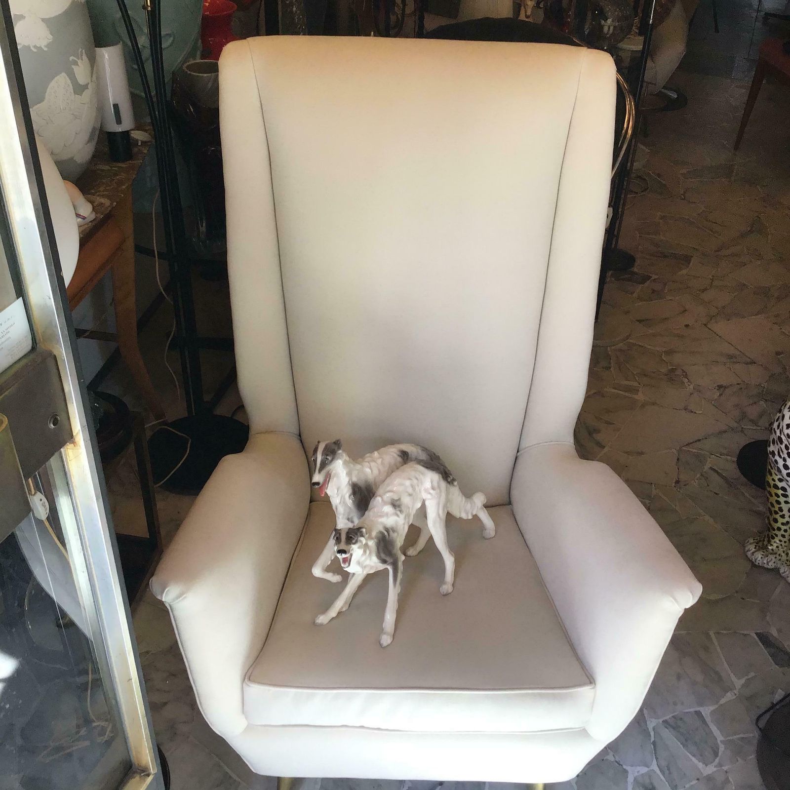 photo vintage Gio Ponti " Isa" Iconic Armchair Brass Wood Stoffa 1950 Italy
