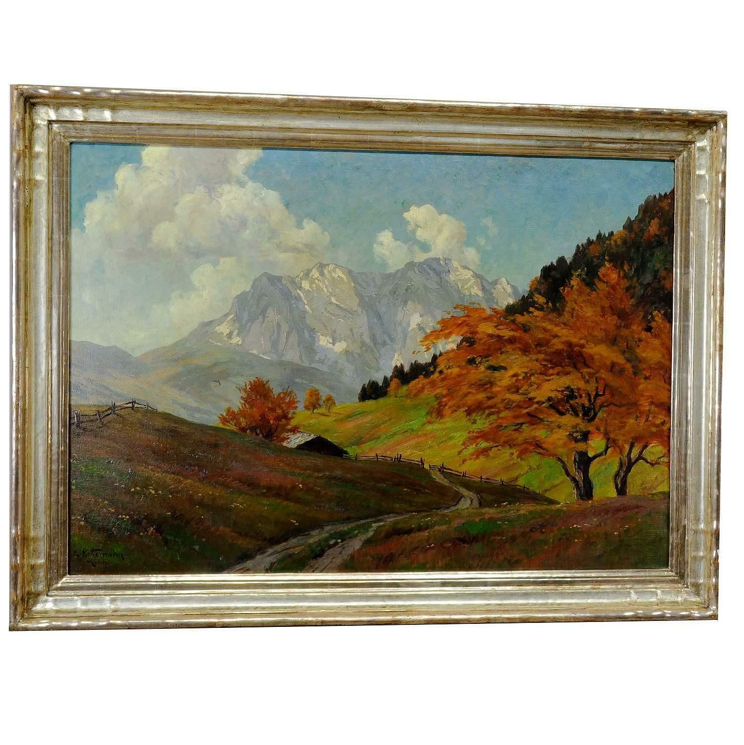 Erwin Kettemann Landscape In The Tyrolean Alps, Oil On Canvas Ca. 1930 photo furniture