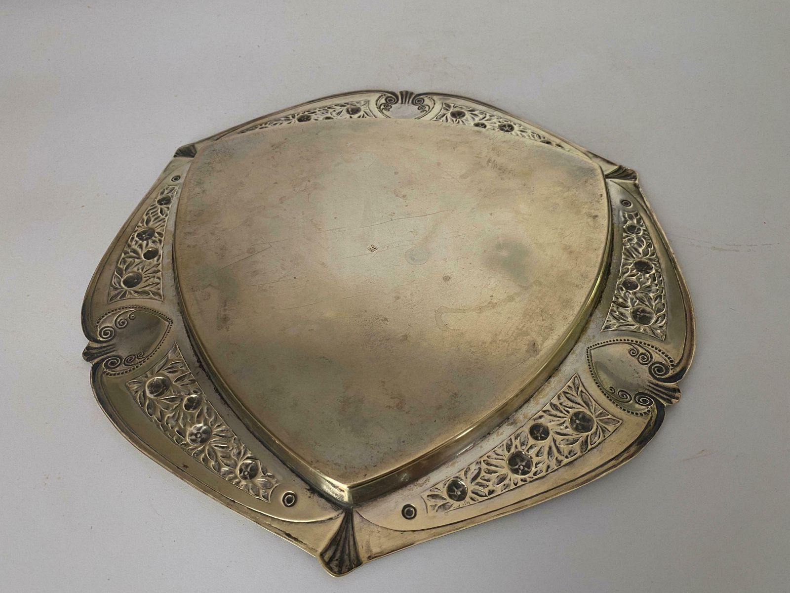 Platter In Brass Art Deco Period Gold Color Signed France 1940 £237.73 photo for sale
