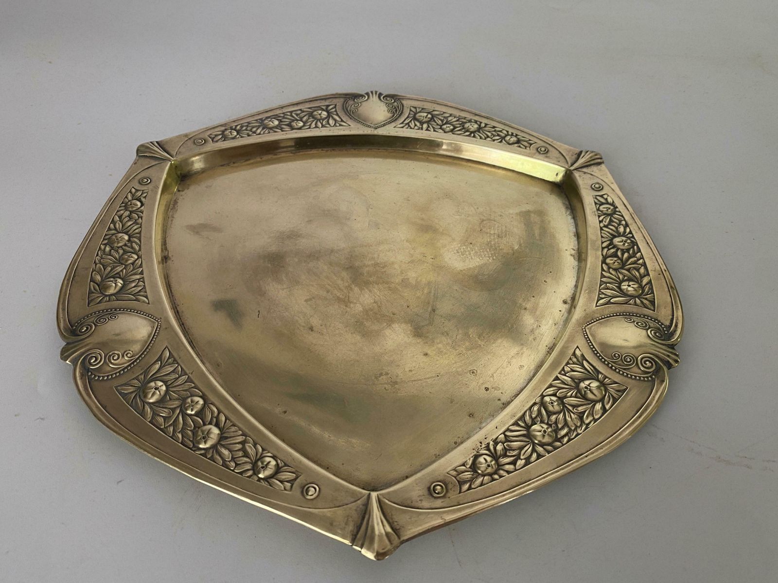 Platter In Brass Art Deco Period Gold Color Signed France 1940 £237.73 photo 286.0