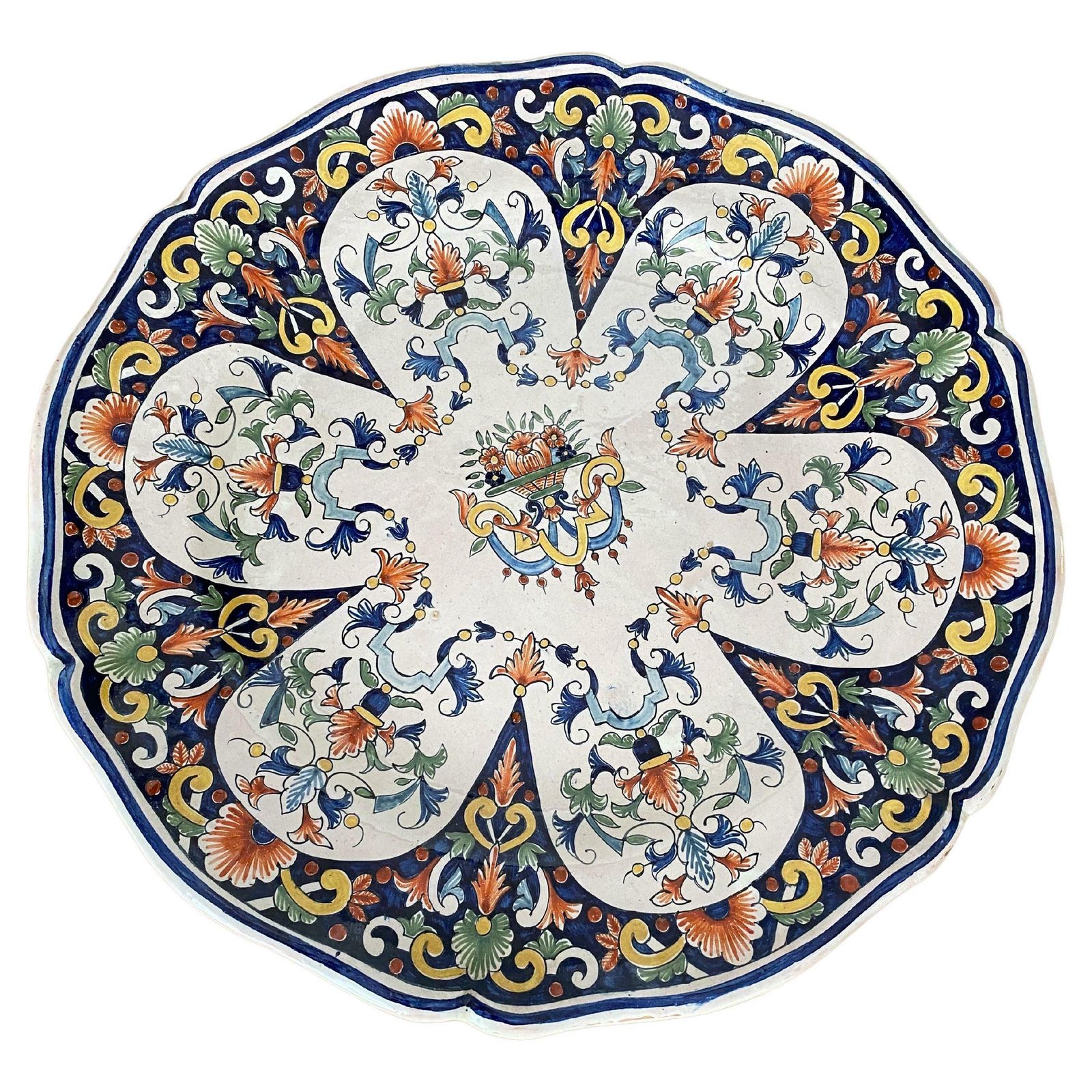 Boulogne Sur Mer Faïence Dish France, 19th Century Blue Yellow