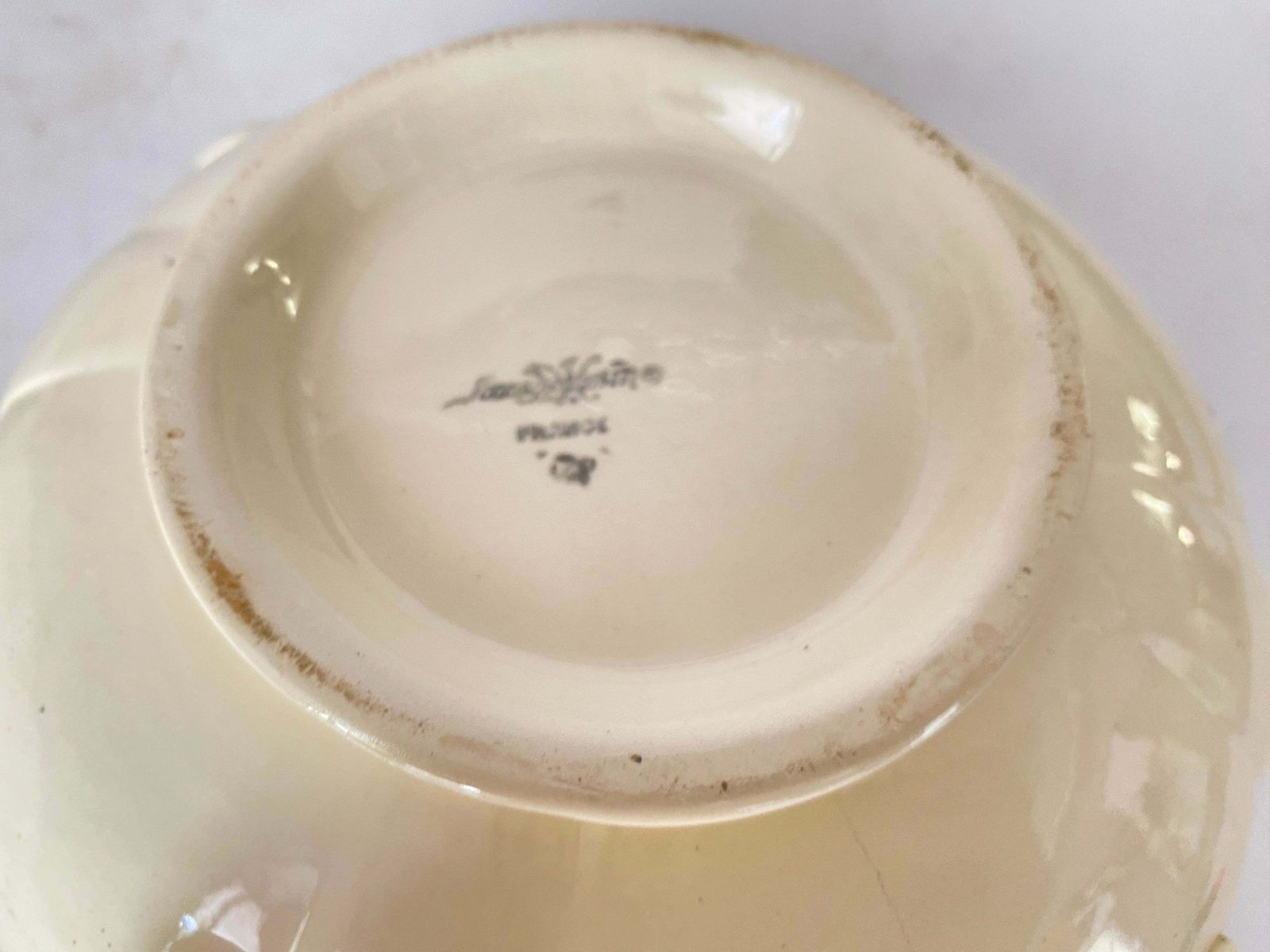 Ironstone Bowl Or Vide Poche White Colour Circa 19th Century France Sarreguemines photo vintage