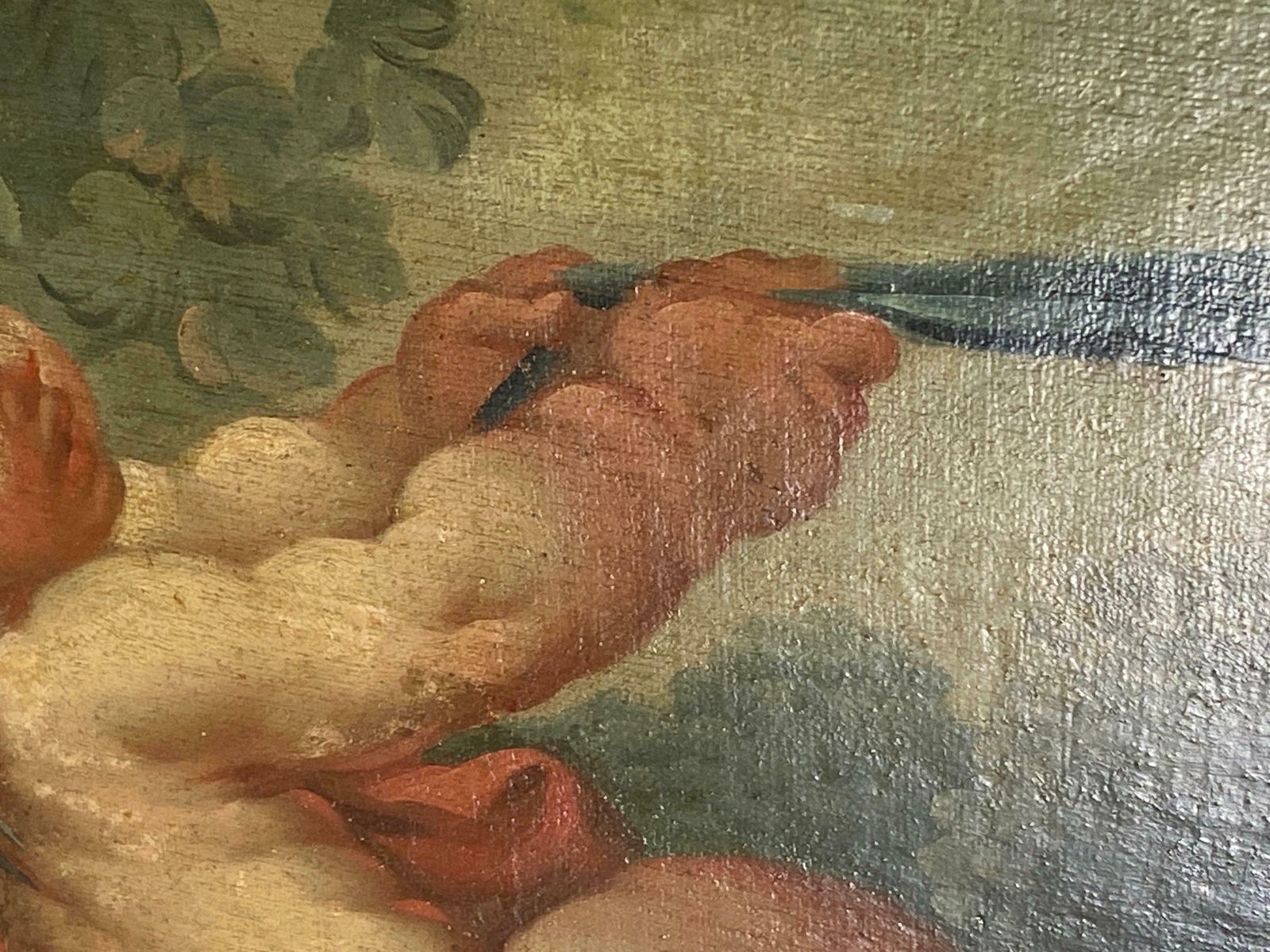 photo vinterior Antique French Pair Of Large Oils On Canvas Painting Of Cherubs 18eme Century