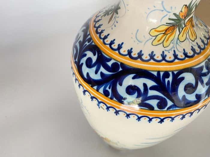 19th Century French Hand Painted Faience Vase Signed Henriot Quimper photo 370.0