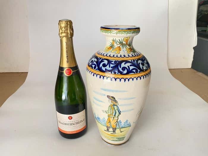 19th Century French Hand Painted Faience Vase Signed Henriot Quimper photo buy