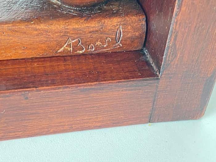 Pair Of Art Deco Birds Book Ends, Wood, Brown France, 1940 photo Home Decor