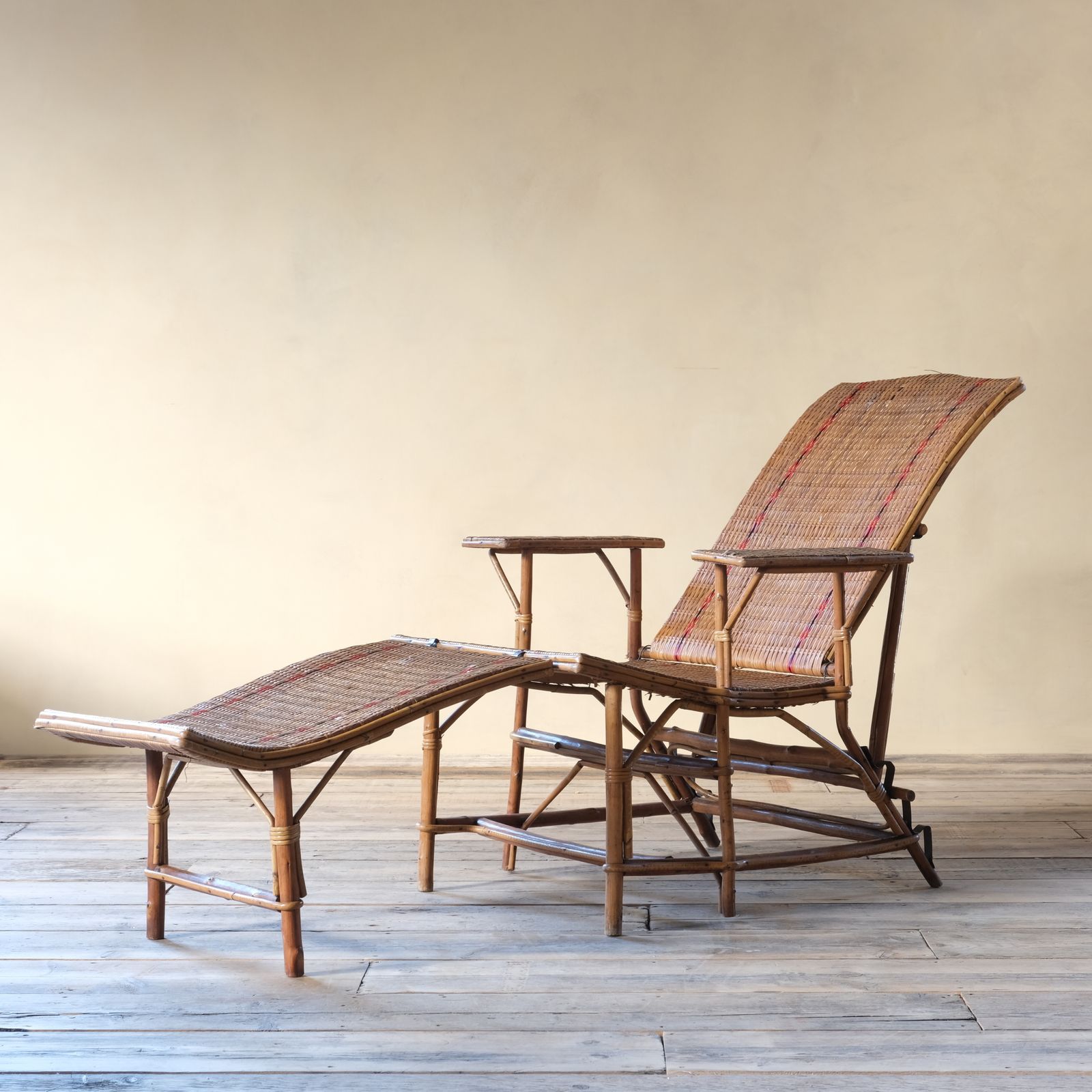Antique French Rattan Lounger Chaise Lounge photo for sale