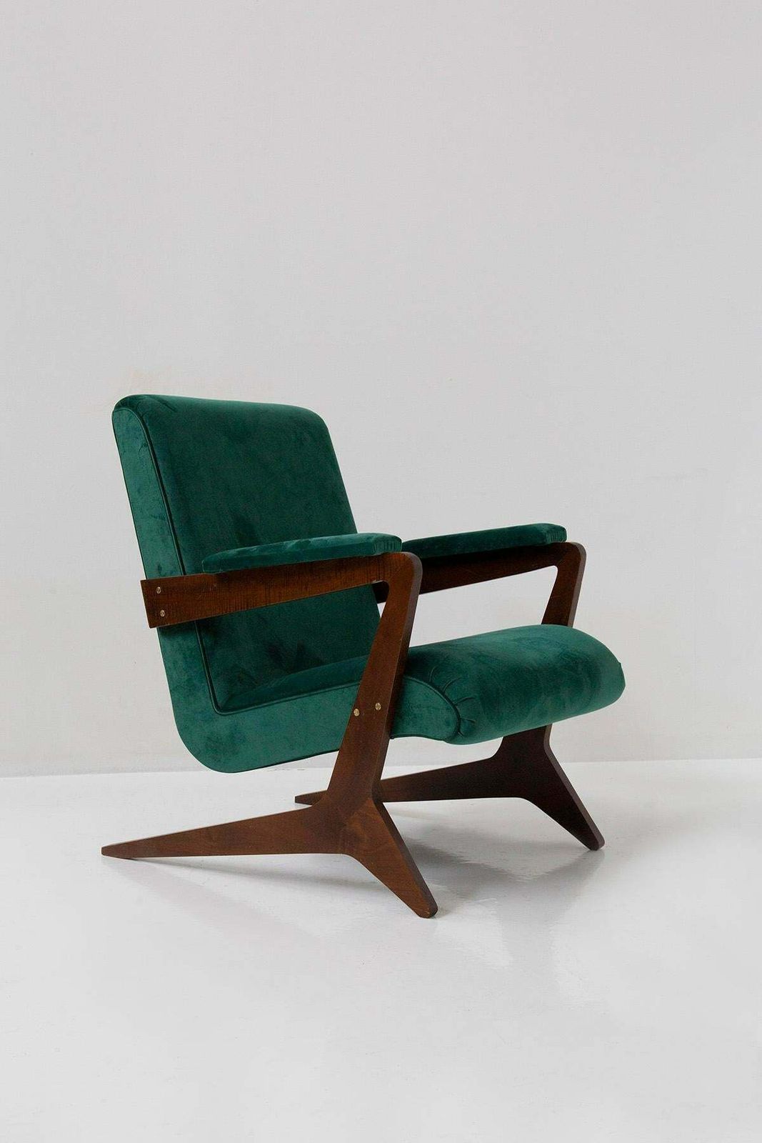 Pair Of Brazilian Green Velvet Armchairs, 20th Century £5,723.17per Set photo for sale