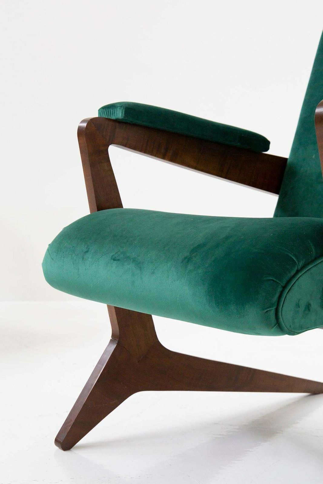 Furniture Pair Of Brazilian Green Velvet Armchairs, 20th Century £5,723.17per Set photo