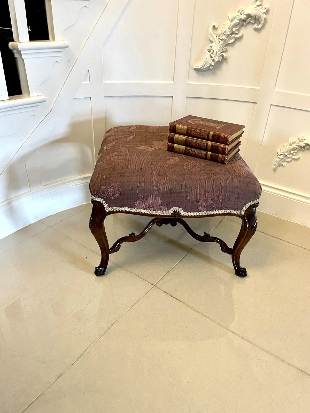 Large Antique 19th Century Quality Carved Rosewood Stool photo Furniture