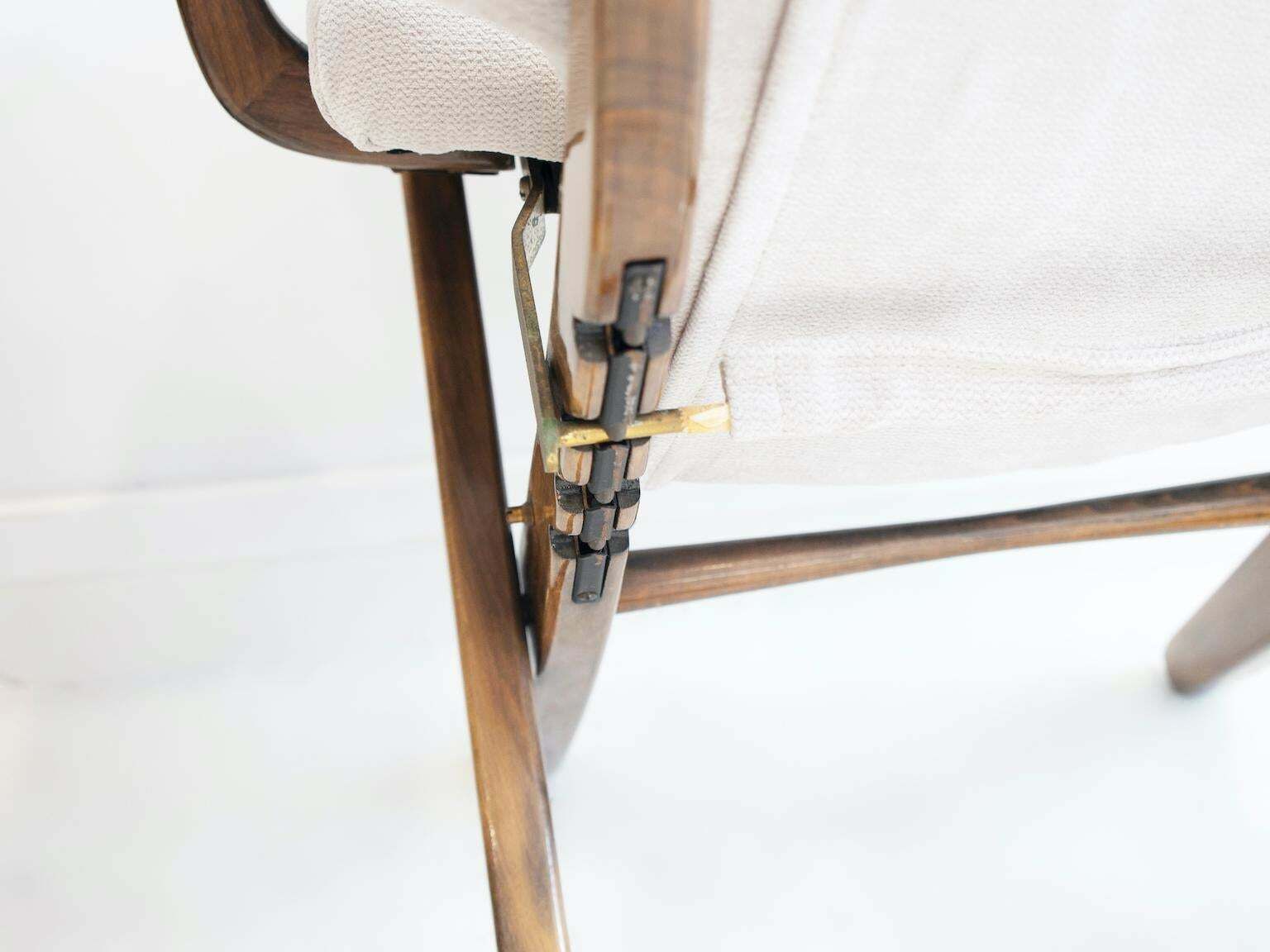 photo buy Pair Of Light Fabric Upholstered Recliner Chairs Of Varnished Wood $3,146.33per Set