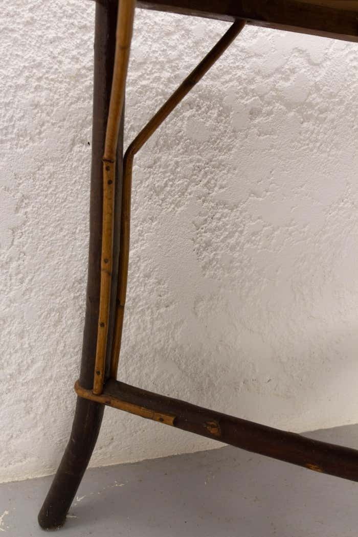 Side Table Hazel Wood, Rattan And Bambou, French Circa 1920 photo vintage