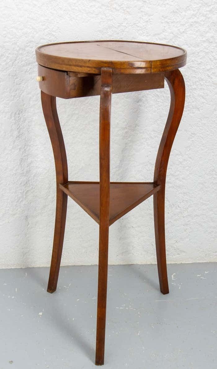 French Sellette Or Plant Holder Waltnut, Three Legs & One Drawer, Circa 1920 photo 572.0