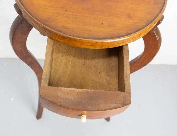 French Sellette Or Plant Holder Waltnut, Three Legs & One Drawer, Circa 1920 photo vintage
