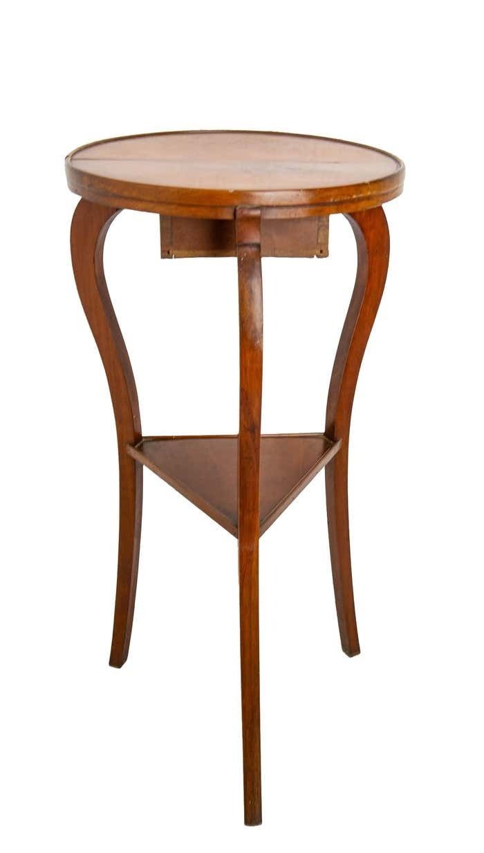 photo furniture French Sellette Or Plant Holder Waltnut, Three Legs & One Drawer, Circa 1920