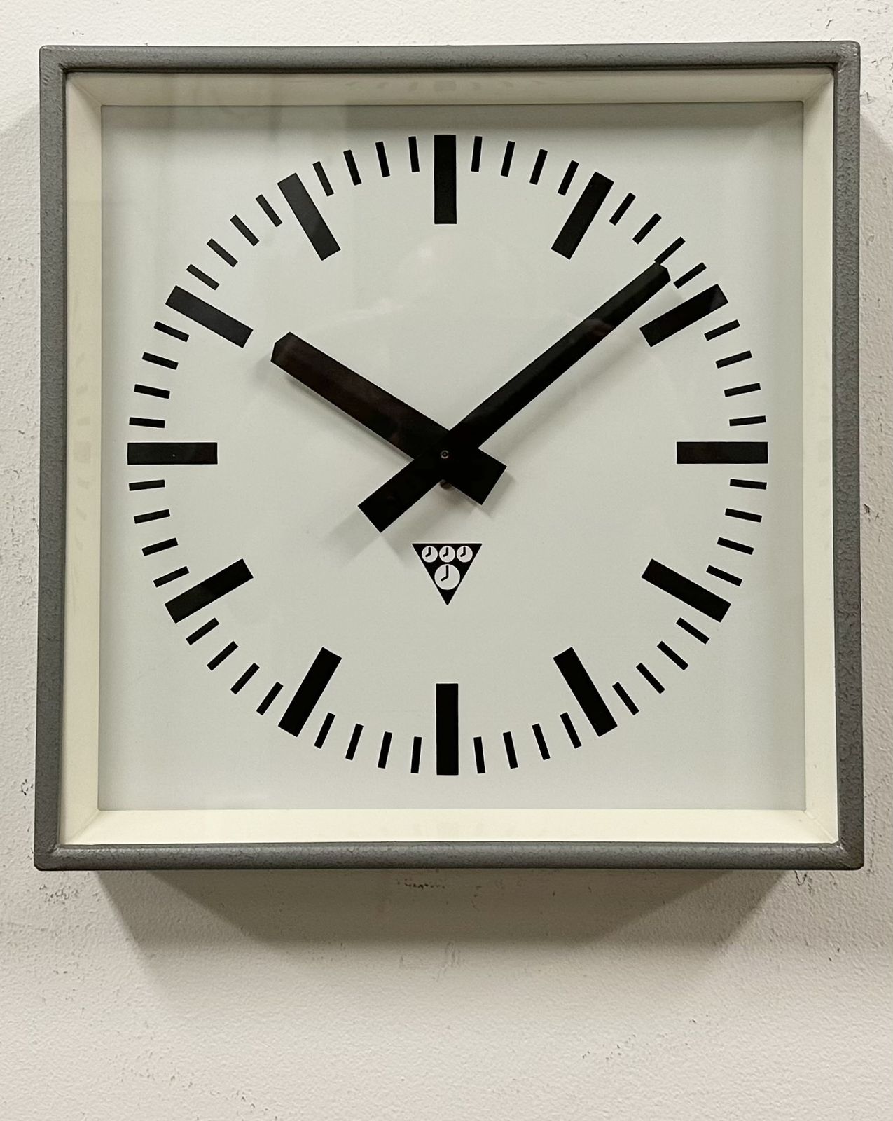 Grey Industrial Square Wall Clock From Pragotron, 1970s, 2x photo Home Decor