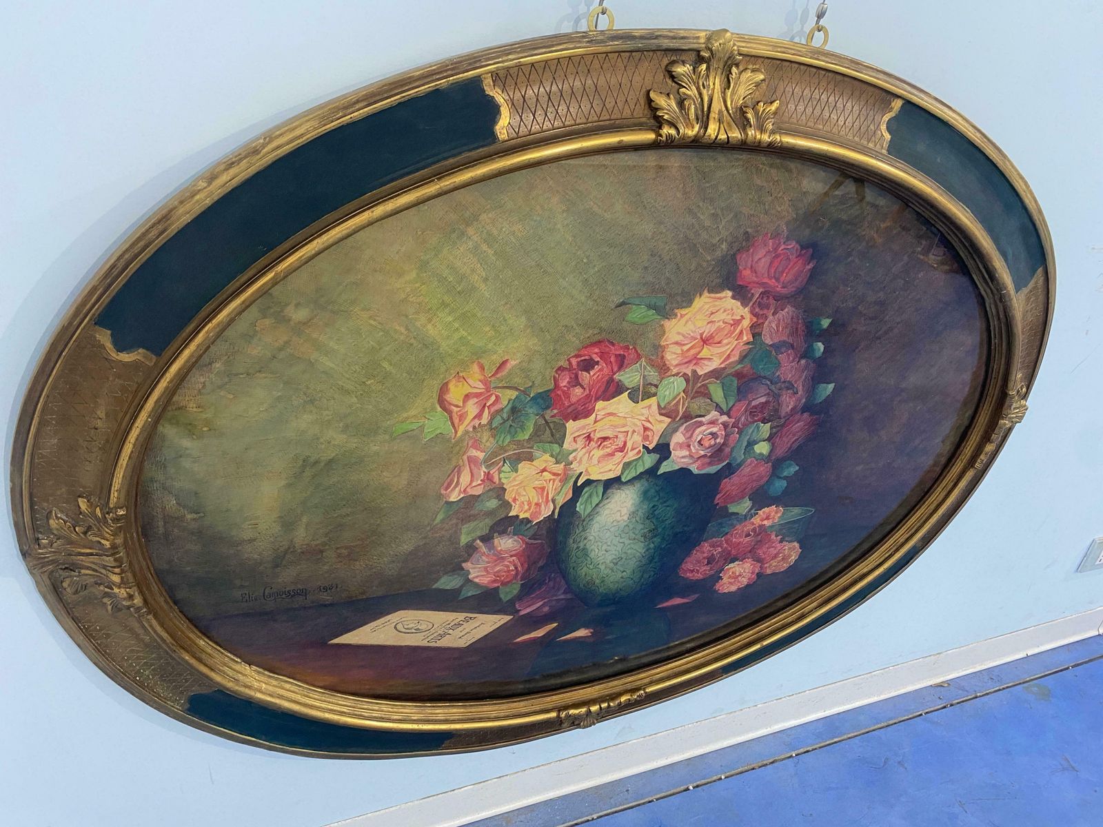 Antique Watercolour Painting "Vase Of Flowers" Signed Elie Camoisson, France 1931 photo 1937.0