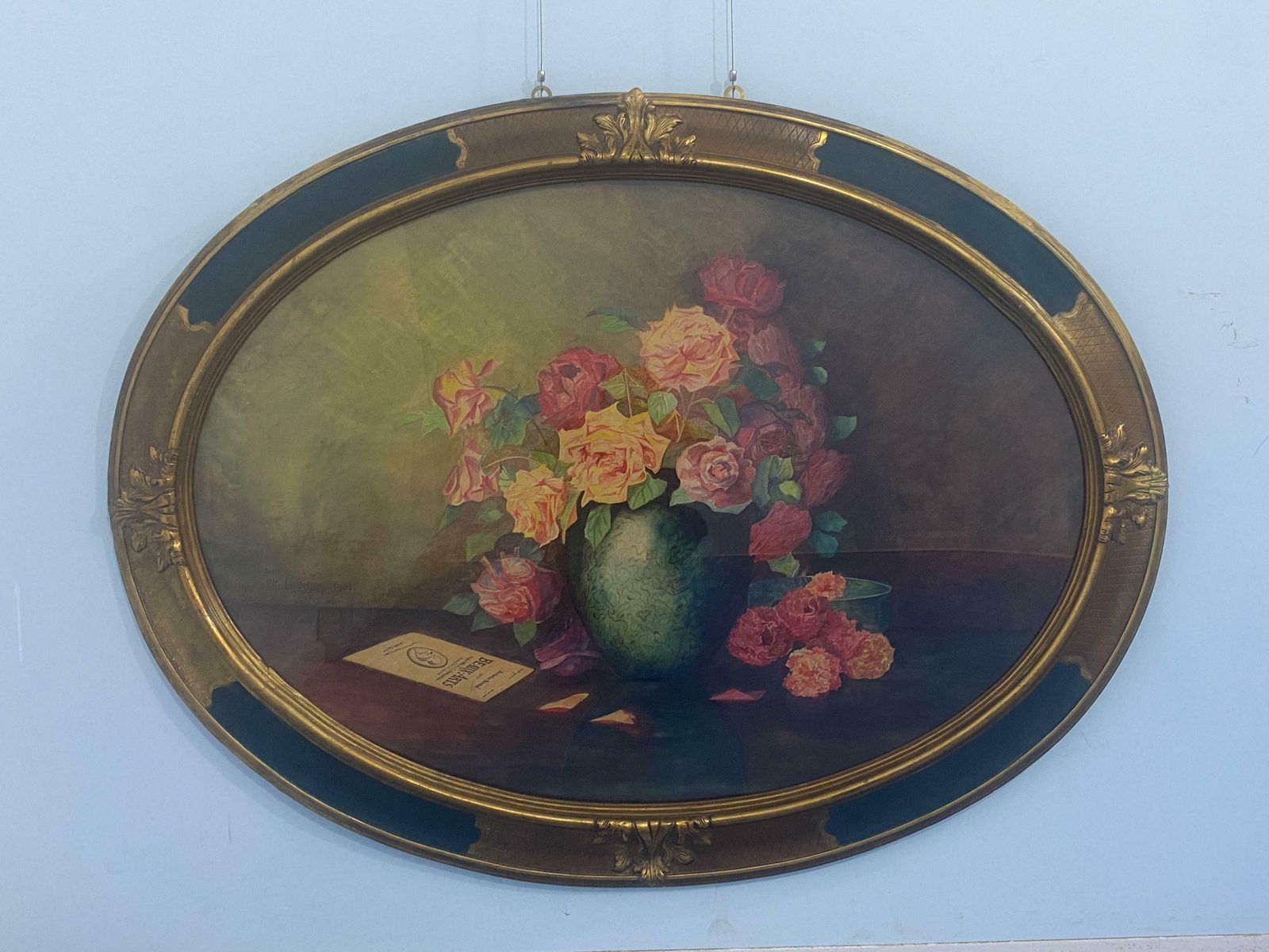 Antique Watercolour Painting "Vase Of Flowers" Signed Elie Camoisson, France 1931 photo buy