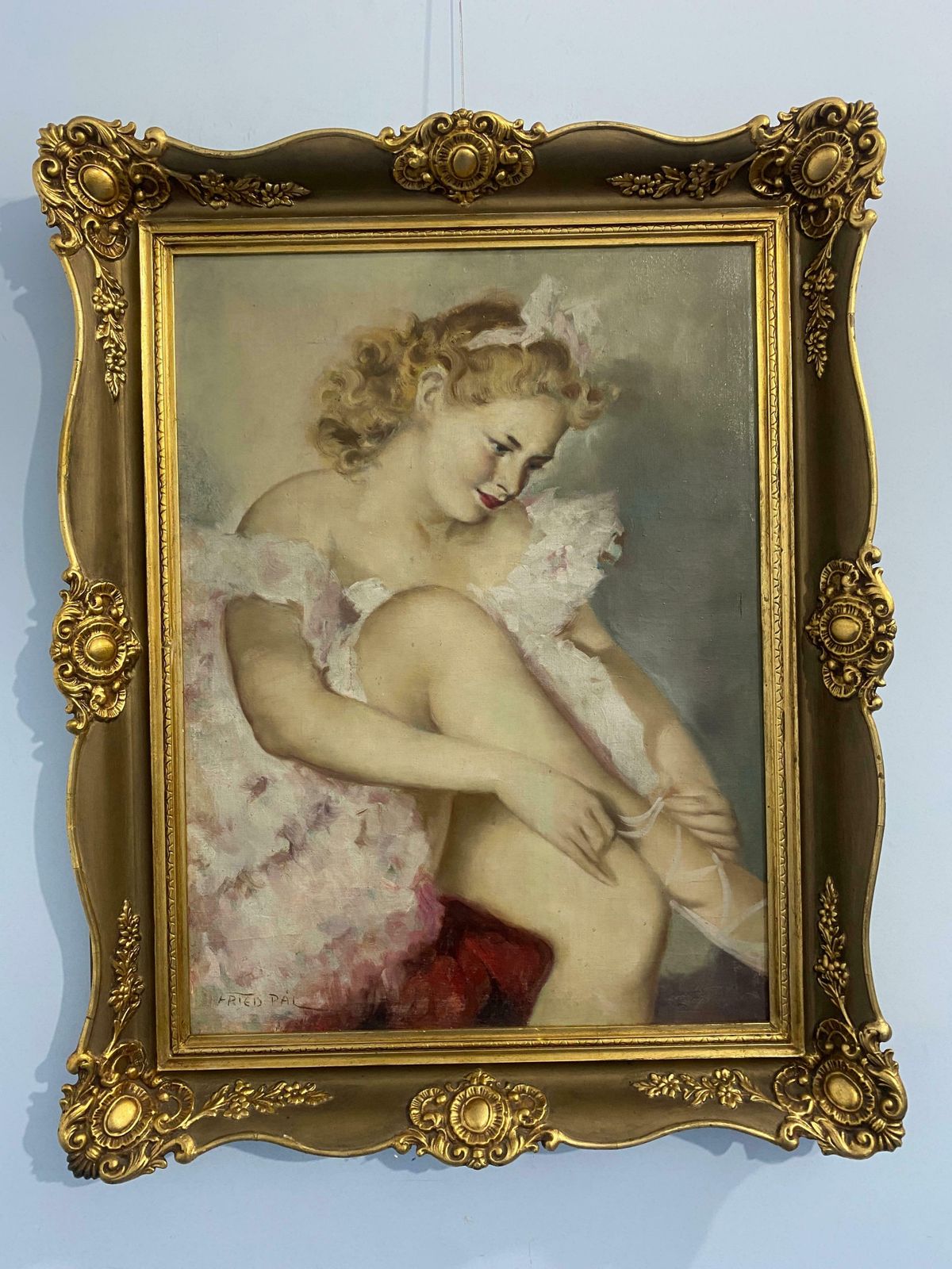 Antique Oil Painting "Ballerina" Signed Pal Fried photo furniture