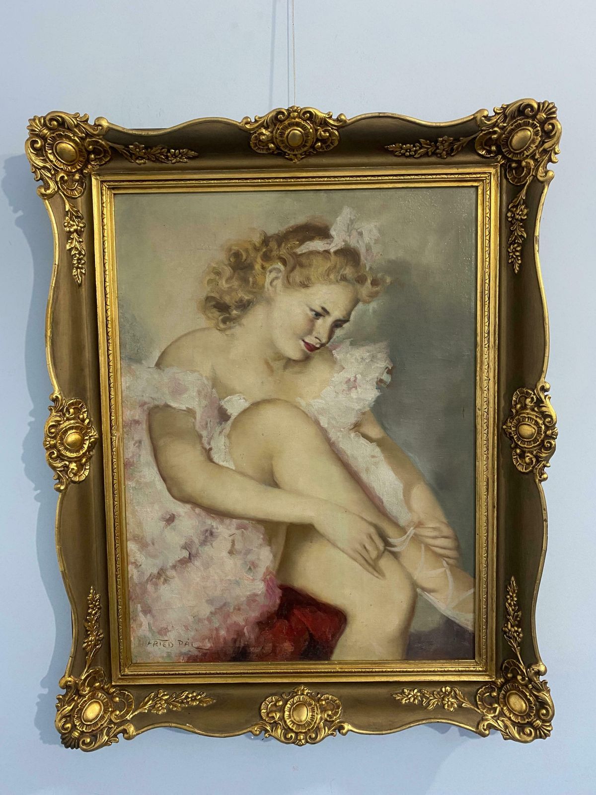 Art Antique Oil Painting "Ballerina" Signed Pal Fried photo