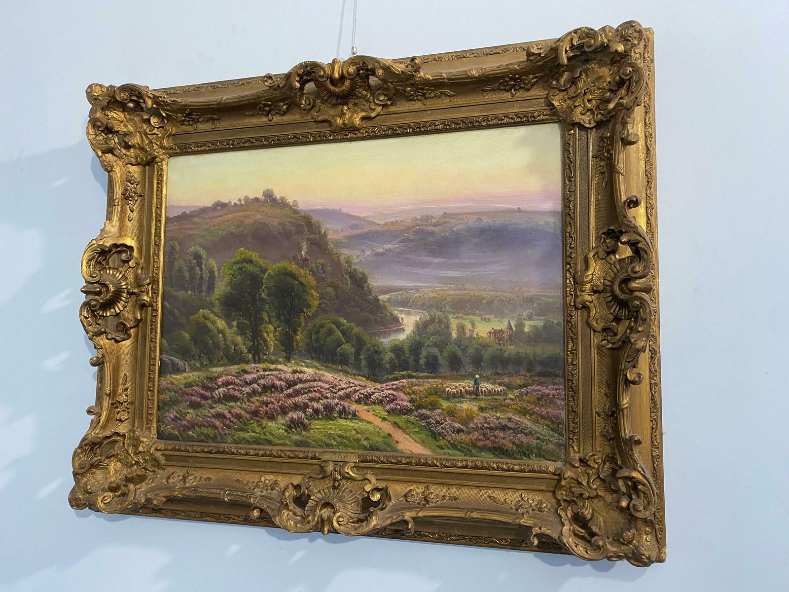 Antique French Oil Painting "Landscape With Blooming Heather" By Gaston Anglade photo 3170.0