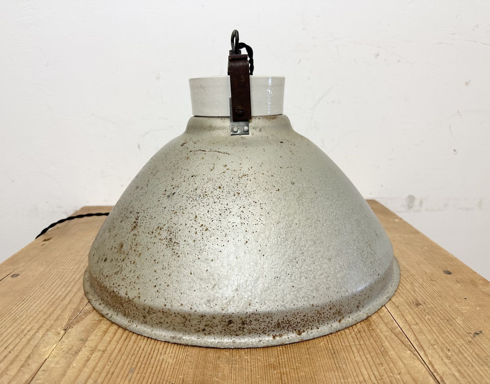 Grey Metal Industrial Factory Hanging Lamp, 1960s, 28x photo buy