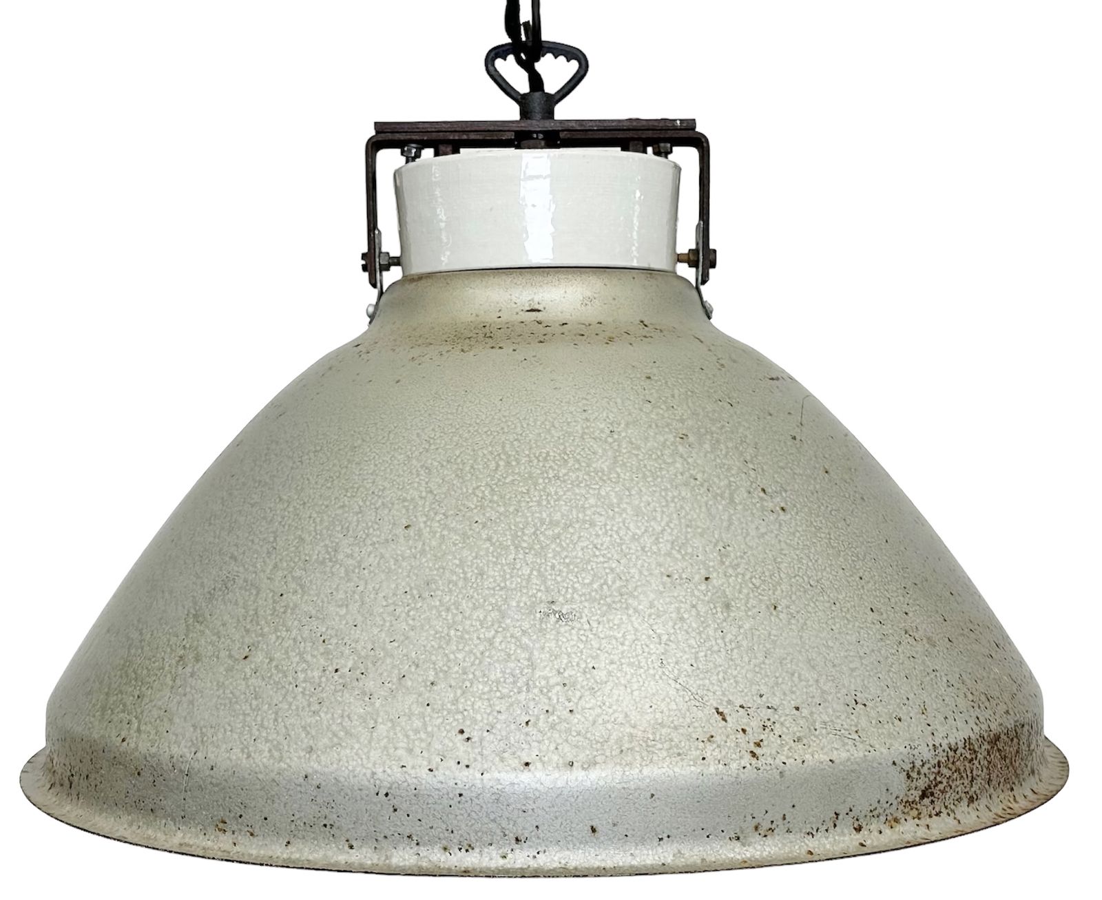 Grey Metal Industrial Factory Hanging Lamp, 1960s, 28x