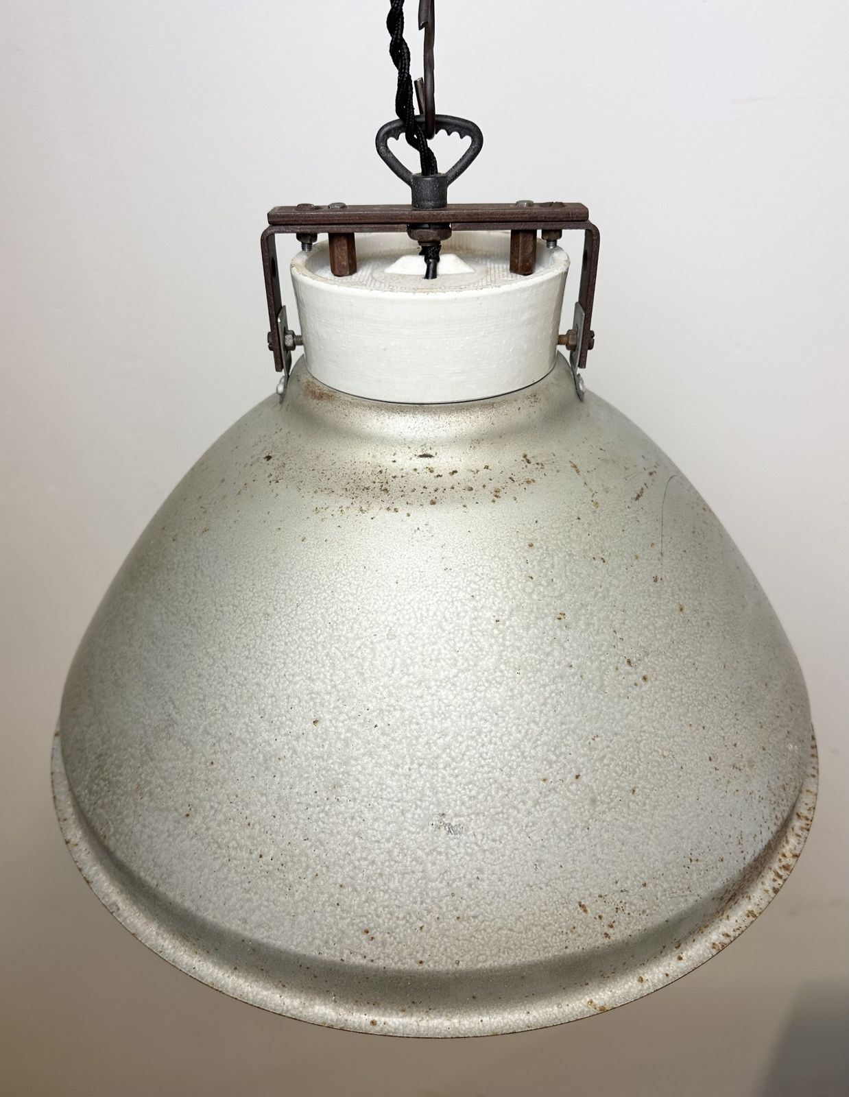 photo furniture Grey Metal Industrial Factory Hanging Lamp, 1960s, 28x