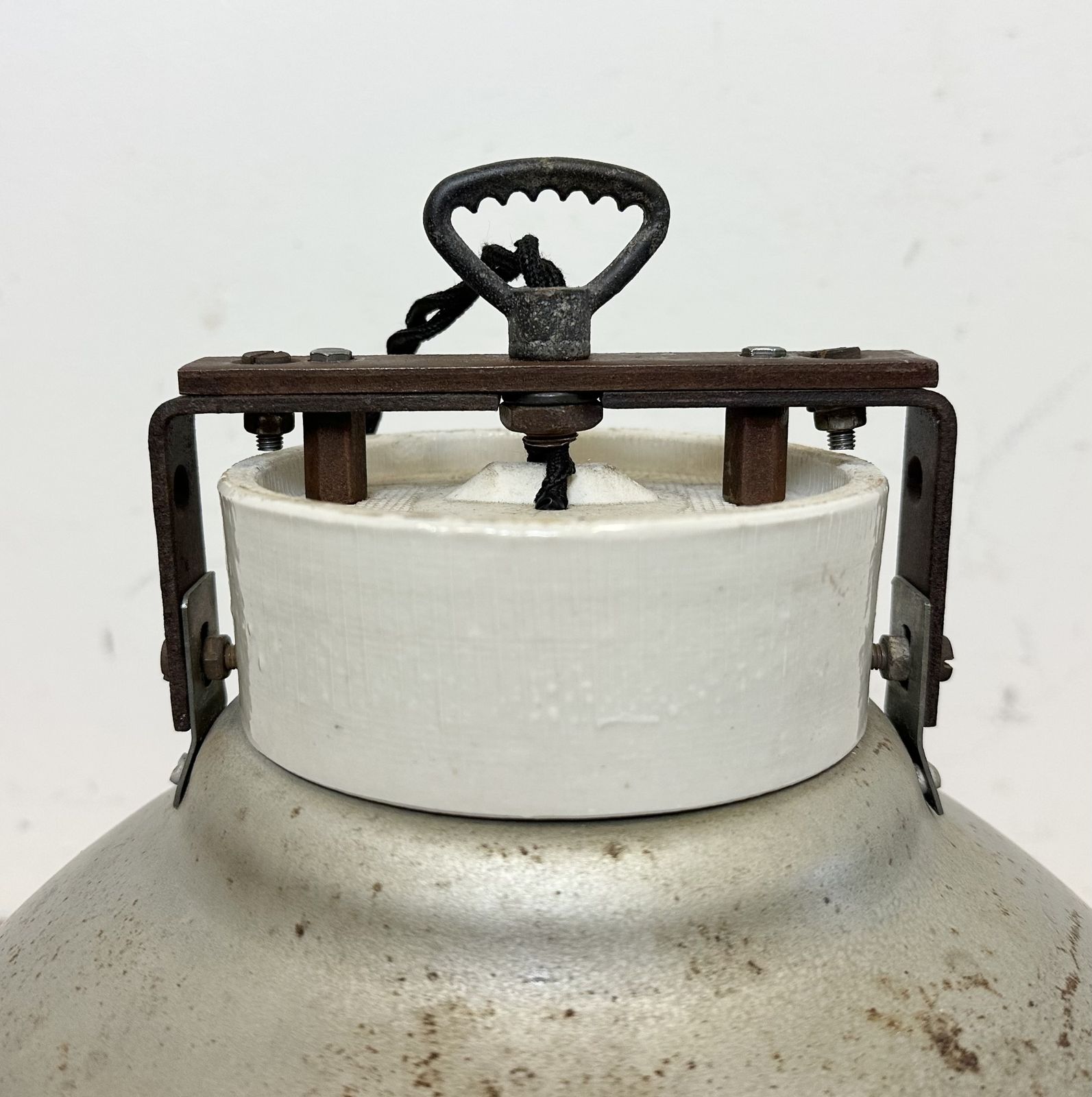 photo buy Grey Metal Industrial Factory Hanging Lamp, 1960s, 28x