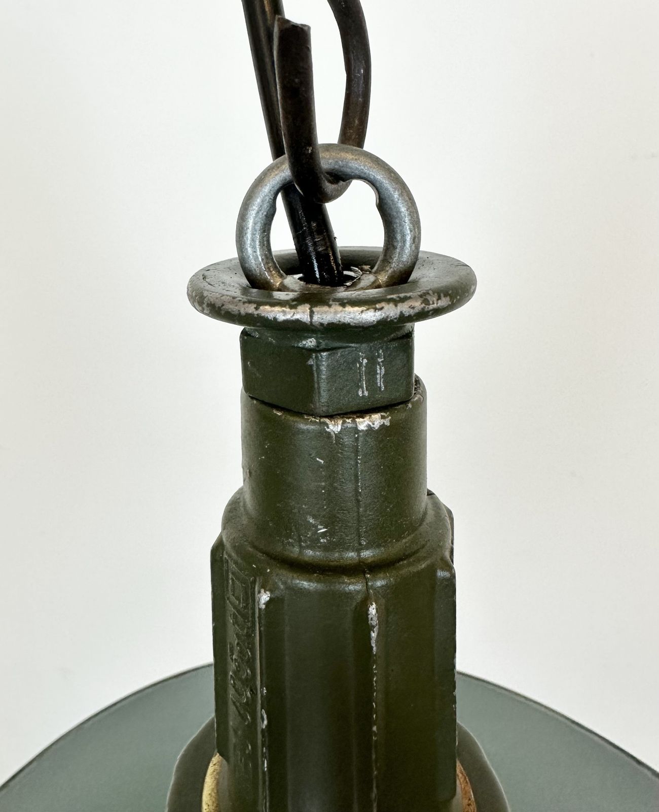 photo furniture Industrial Petrol Enamel Military Pendant Lamp With Cast Aluminium Top, 1960s, 2x
