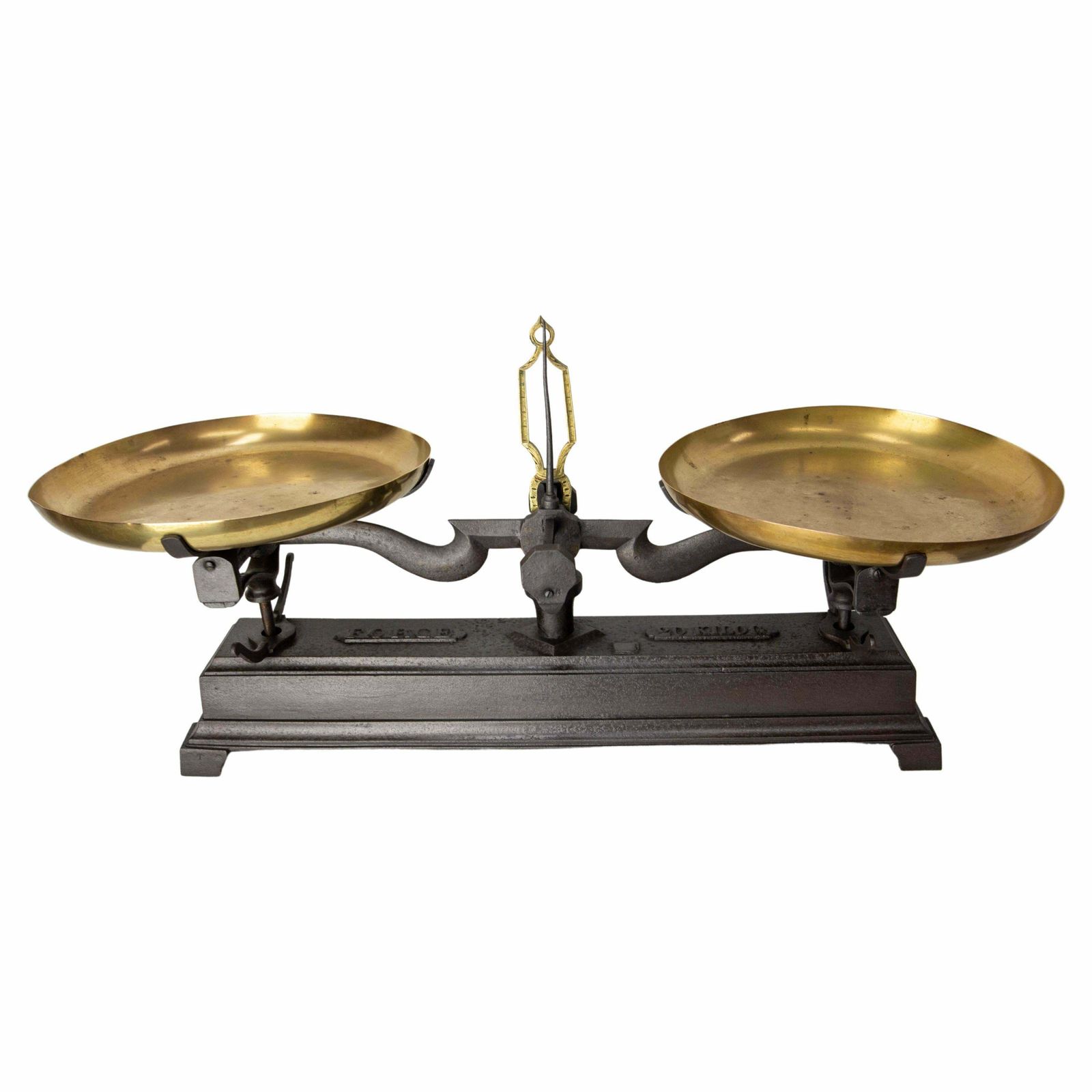 Antique Trade Scale Brass And Cast Iron, France, Circa 1880