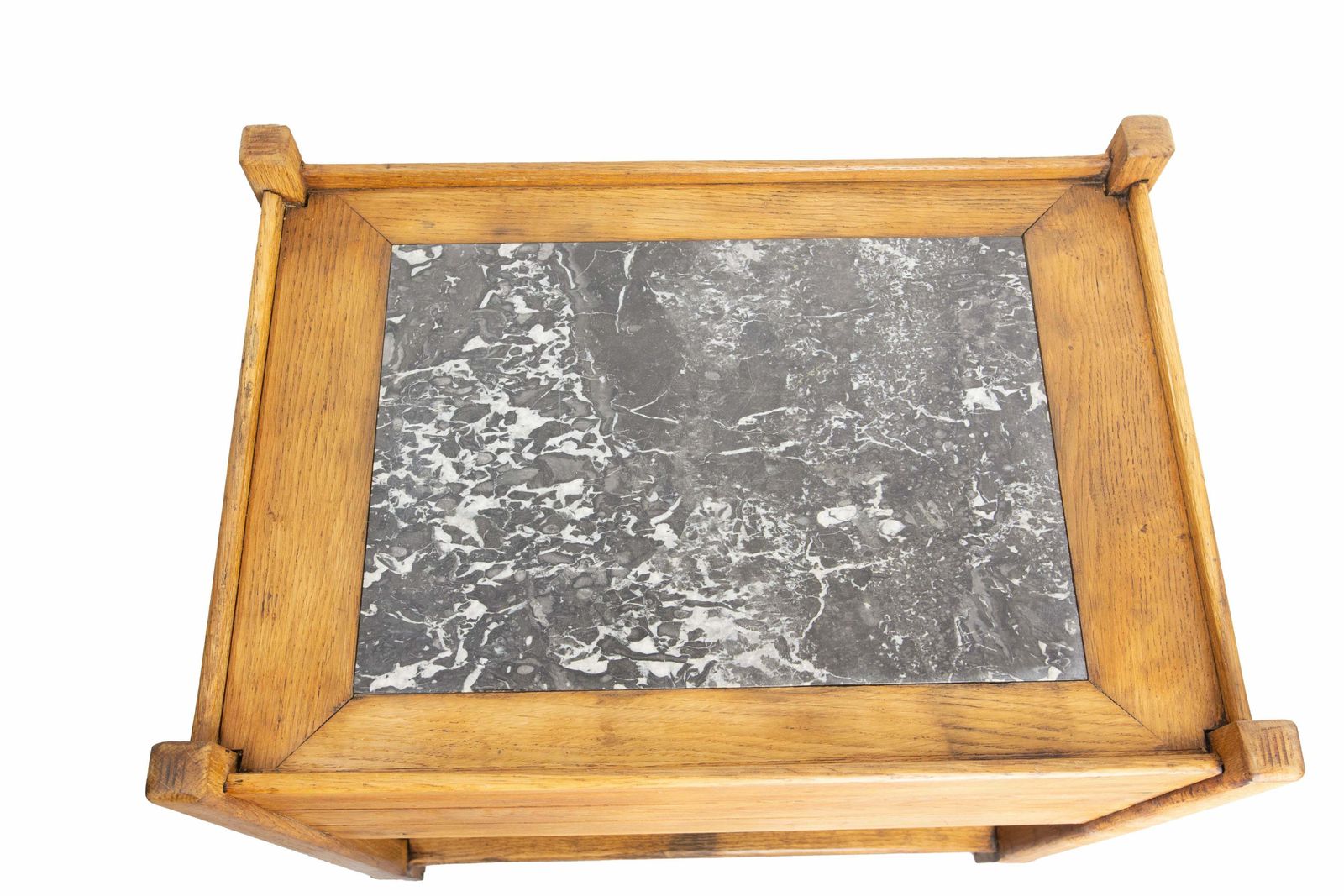 Oak & Marble Dessert With Two Drawers, Circa 1940 France photo 1585.0